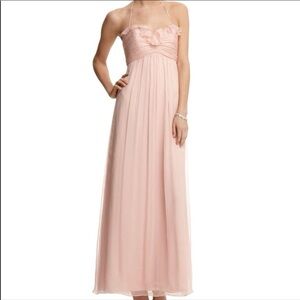Amsale Blush Pink Strapless Ruffle Chiffon Maxi
